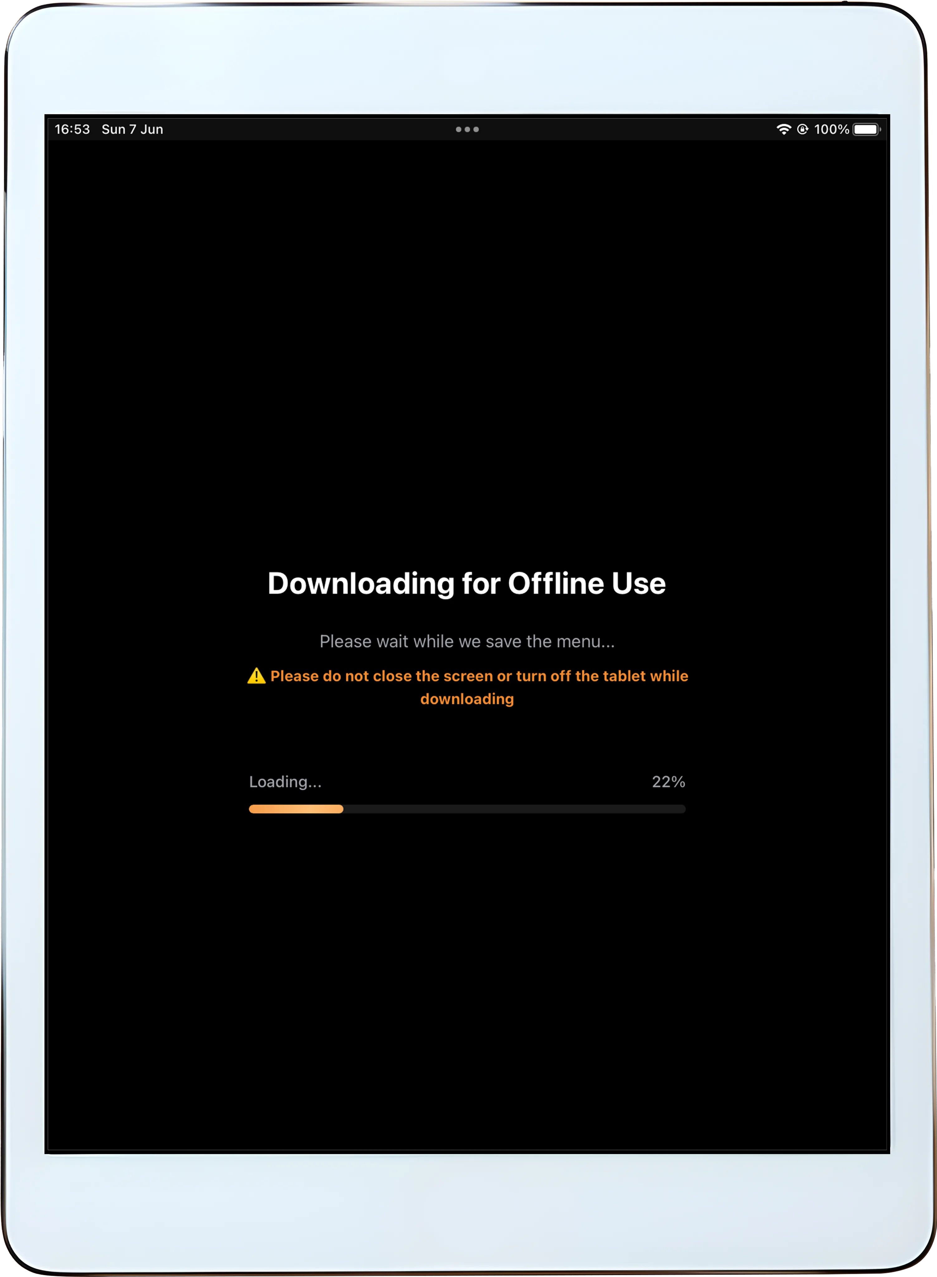 Offline menu setup step 4: Wait for offline download to complete